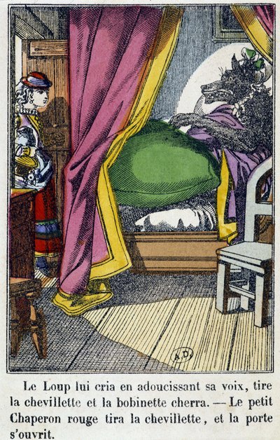 The Red Riding Hood Enters the Room Where the Wolf Took the Place of Her Grandmother - in 