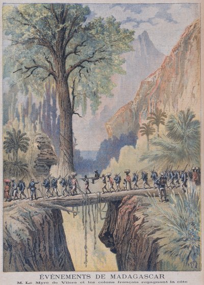 The Resident-General of Madagascar, Charles le Myre de Vilers and French Colonists Reach the Coast, Illustration from 