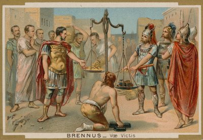 The Romans Trying to Buy Their Salvation from the Gaulish Chief Brennus by French School