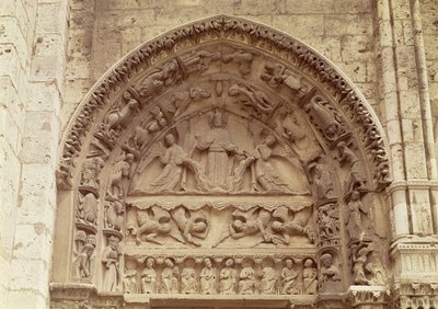The Royal Portal, north door, tympanum depicting the Ascension, c.1145-50 by French School