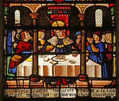 The St Louis Window: Louis Feeds the Poor by French School
