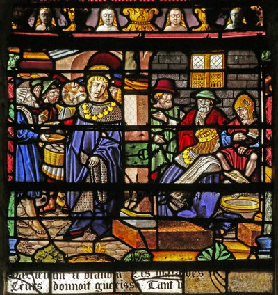 The St Louis Window: Louis Washes the Feet of the Poor by French School