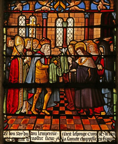 The St Louis Window: The Emperor Offers Relics of the Instruments of the Passion by French School