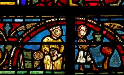 The St Lubin Window: Donors - Wine Makers: He Serves the Wine, She Holds the Money Bag by French School
