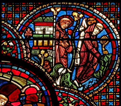 The St Lubin Window: He Sets Out from the Church with Two Monks by French School
