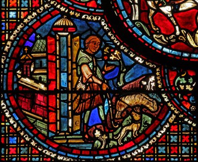 The St Lubin Window: With His Dog Guards the Flock by French School