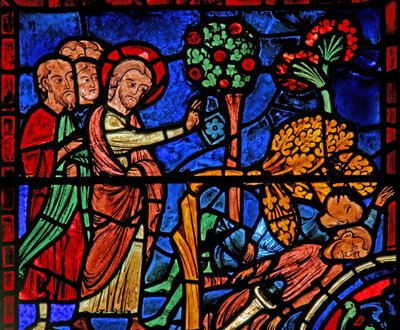 The St Martin window: the saint causes a tree to fall on the heathen by French School