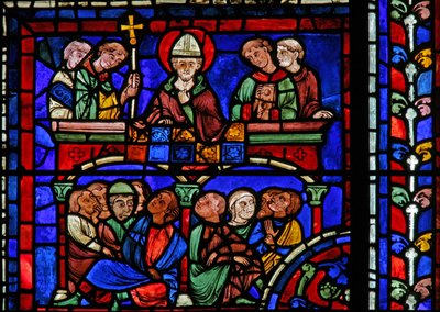 The St Martin window: the saint preaching by French School