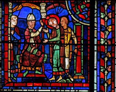 The St Martin Window: The Saint Receives a Blessing from St Hilary by French School