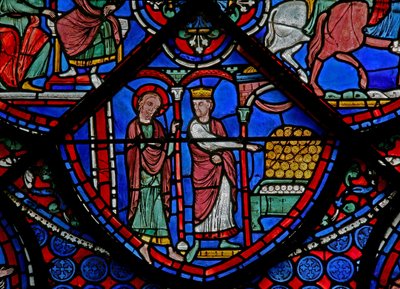 The St Thomas Window: He is Shown Gold by the King by French School