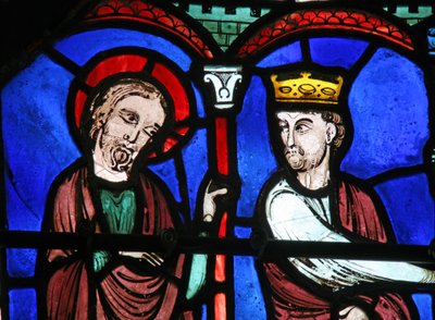 The St Thomas Window: He is Shown Gold by the King by French School