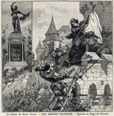 The Statue of Marie Foure: Catherine de Poix, known as Marie Foure, French heroine defending the city of Peronne in 1536 during the invasion of Charles V