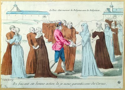 The Third Estate Marrying Monks to Nuns, c.1792 by French School