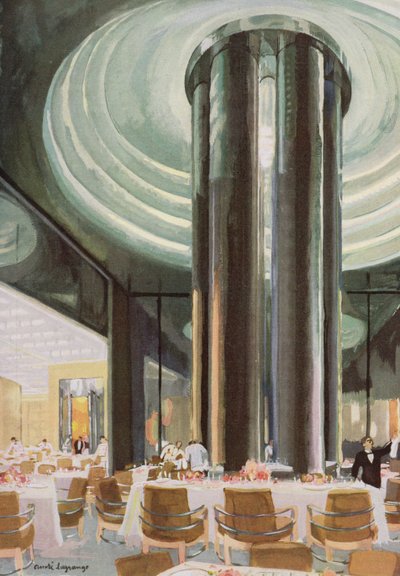 The Tourist class dining room aboard the Normandie by French School