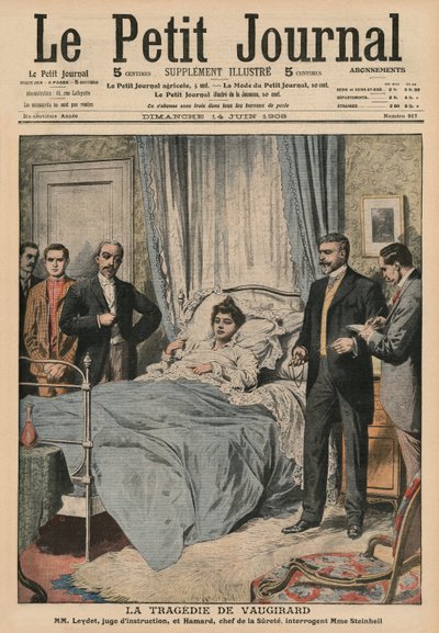 The Tragedy of Vaugirard, questioning Marguerite Steinheil, front cover illustration from 