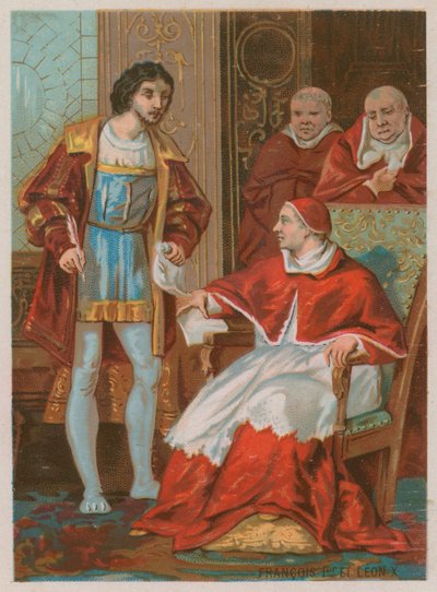 The Treaty of King Francis I and Pope Leo X by French School