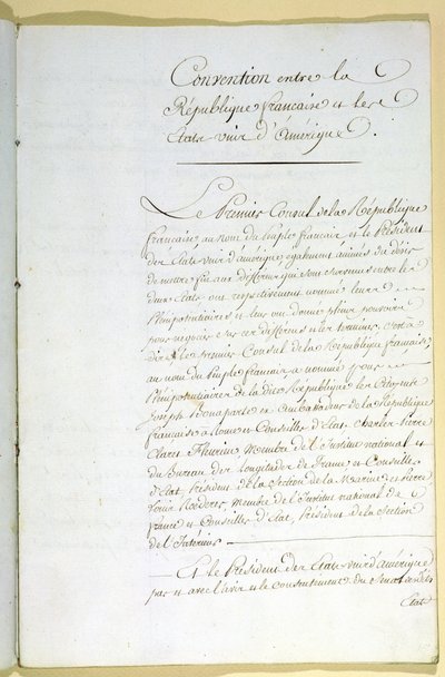 The Treaty of Mortefontaine, 30th September 1800 by French School
