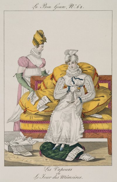 The Vapours or The Accounts Day, plate 62 from Le Bon Genre, 1813 by French School