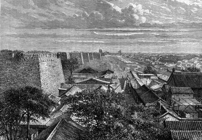 The Walls of Pekin, China. Engraving in 