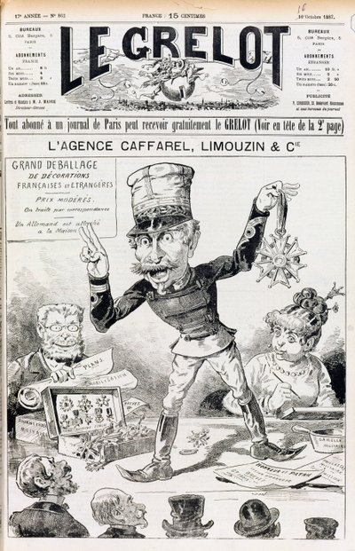 The Wilson Affair, front cover of Le Grelot, 16th October 1887 by French School