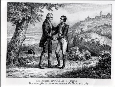 The Young Napoleon Bonaparte meeting Pasquale Paoli in 1789, from a book on Corsica by J.A. Galetti, Paris, 1863 by French School