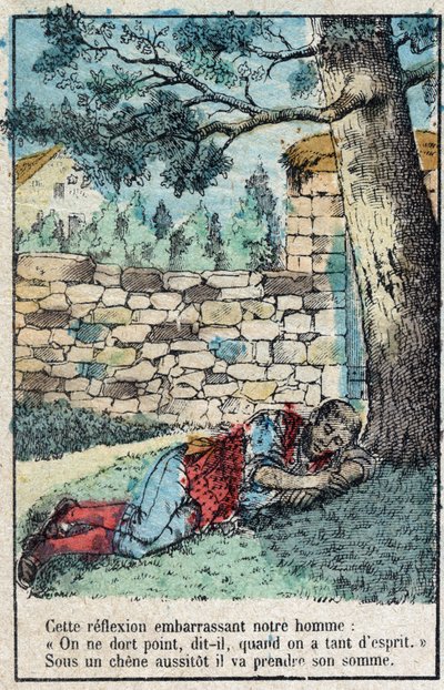 The acorn and the pumpkin. Fables by Jean de La Fontaine by French School
