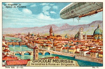 The airship above Florence by French School
