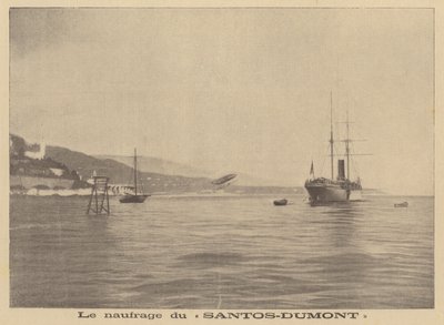 The Airship of Alberto Santos-Dumont Crashing into the Mediterranean by French School