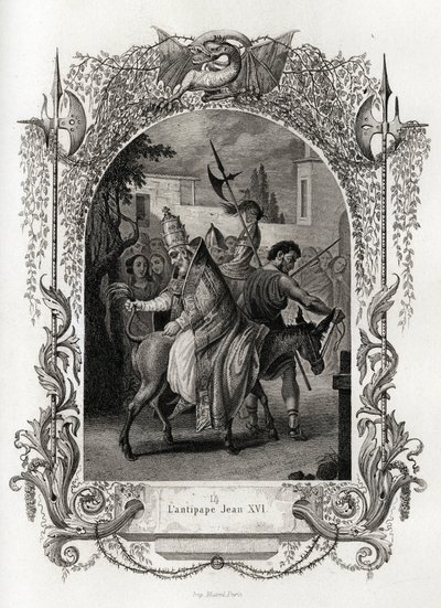 The Antipope John XVI (997 to 998). Engraving to illustrate Histoire des popes by Maurice Lachatre, Librairie du Progres, Paris by French School