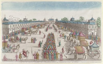 The arrival of the Siamese ambassadors at the Forbidden City in Peking on their visit to the Emperor of China, 2nd half of 18th century by French School