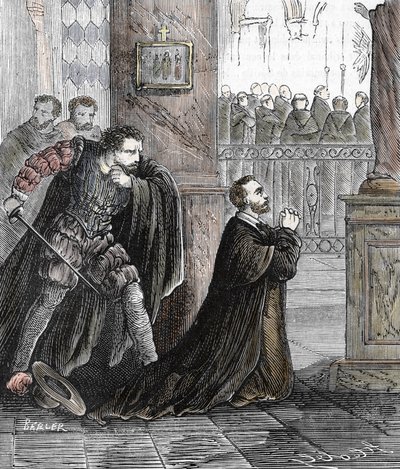 The Assassination of Inquisitor Pedro de Arbues on 17/09/1485 in the Cathedral of Zaragoza in Spain by French School
