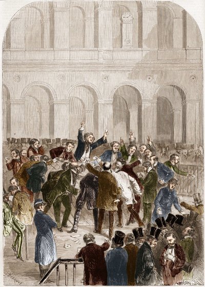The basket of the Paris Stock Exchange in 1857 by French School