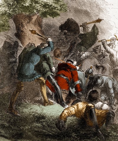 The battle of the Trento: 30 knights of the Parti de Charles de Blois against 30 of the Parti Montfort by French School