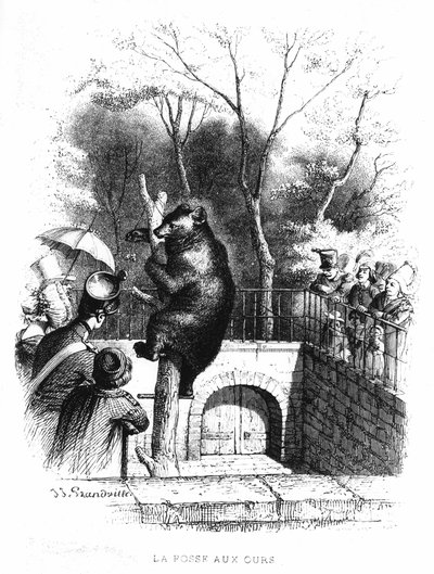 The Bear Pit of the Garden of Plants in Paris - Engraving by French School