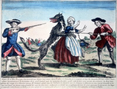 The beast of the Gevaudan killed by soldiers by French School
