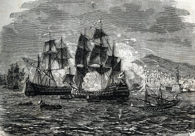 The bombardment of Algiers in August 1682 by Abraham Duquesne (engraving) by French School