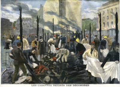 The Burning of the Bazaar of Charité, the Corpses Removed from the Rubble by the Rescuers by French School