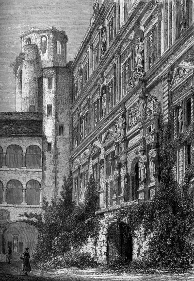 The castle of Heidelberg in Germany (engraving in 