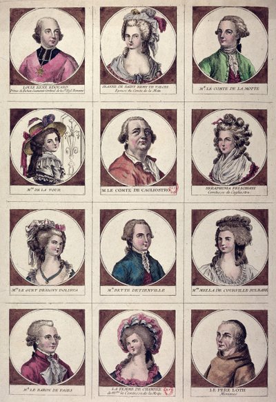 The Chief Characters Involved in the Affair of the Collier de la Reine by French School