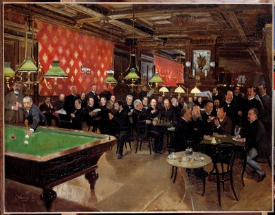 The circle of the republican union: members of the republican union met at the cafe to chat, play billiards at the time of the 3rd Republic by French School
