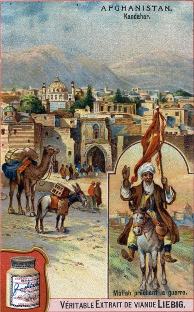 The city of Kandahar in Afghanistan with Mullah preaching war by French School