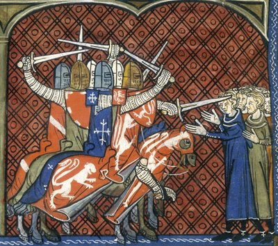 The Crusade Against the Albigenses, c.1325-c.1350. Soldiers on Horseback Wielding Swords Attack a Group of Albigenses. Pope Innocent III Preached a Holy War Against the Albigensian Christians, as He Feared the Spread of Their Beliefs. In 1209 He Ordered th by French School