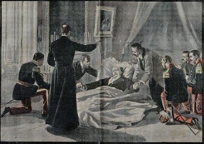 The Death of Felix Faure (1841-1899), President of France, Abbe Renault Gave Him the Absolution. Engraving in 