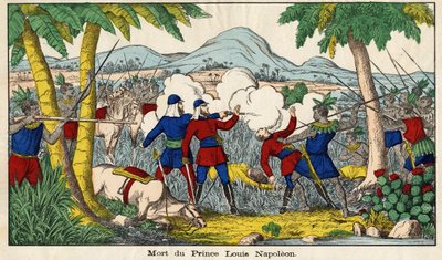 The Death of Prince Eugene Louis Napoleon on 1 June 1879, Imperial Prince (23 years old), Only Son of Former Emperor Napoleon III and His Wife. Picture of Epinal of the 19th Century by French School