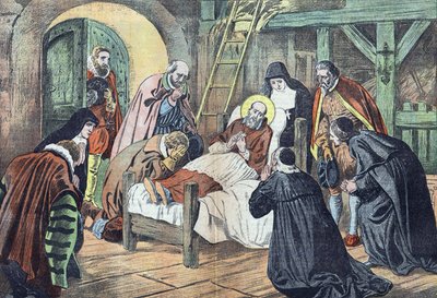 The Death of Saint Francis de Sales on December 18, 1622, in Lyon Surrounded by Faithful (print) by French School