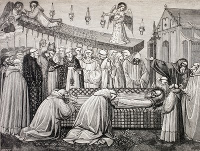 The death of St. Benedict of Nursia in the Abbey of Monte Cassino, from 