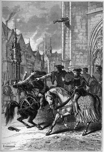 The death of Wat Tyler at Smithfield, London, in 1381 during the Peasants