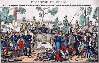 The disaster of Sedan; ex-Emperor Napoleon III gets caught in Sedan and delivers to the Prussians a French army of 80,000 men by French School