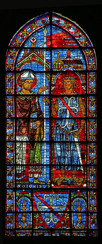 The Donor Jean Clement Receives the Ensign from St Denis; His Arms Below by French School