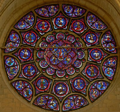 The east rose window: The Virgin, Apostles and Elders of the Apocalypse by French School